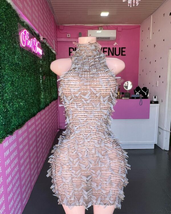 Mock Neck Butterfly Dress