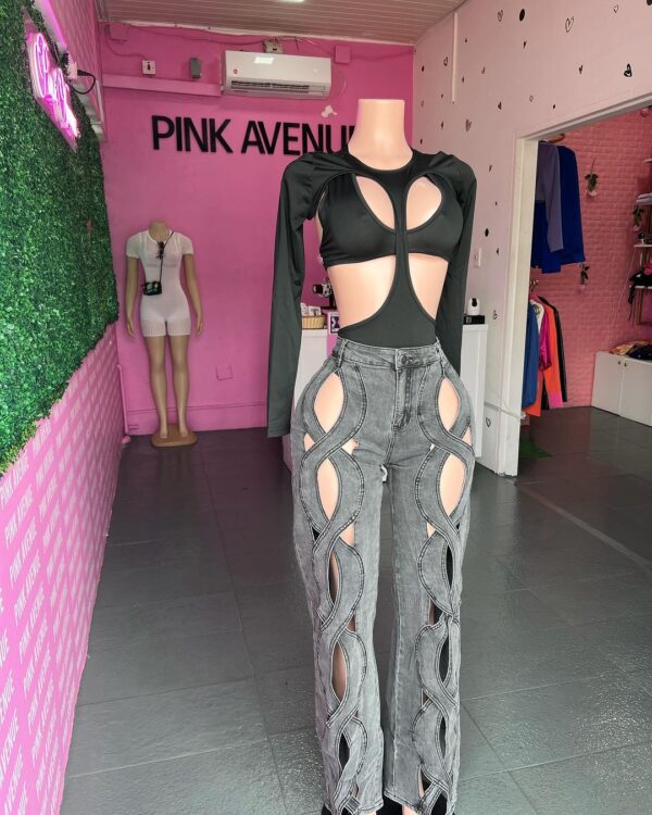 Black Geo Design Bodysuit - Image 2