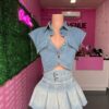 Pocket Denim Crop Top - Image 2