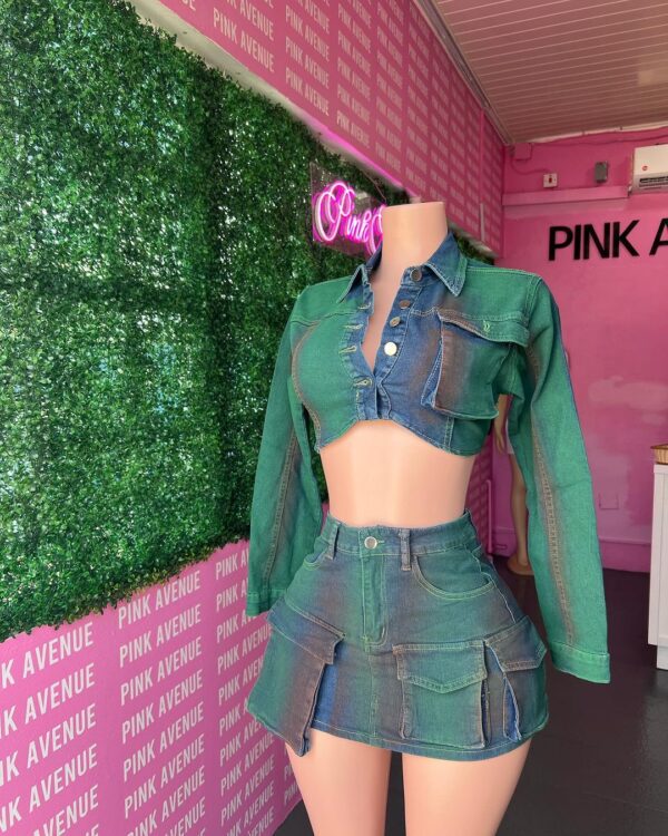 Blue/Green Denim Skirt Set - Image 3