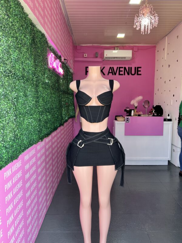 Black Denim Skirt Set