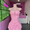 Pink Leather Skirt Set