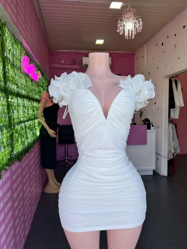 White Off Shoulder Dress - Image 3