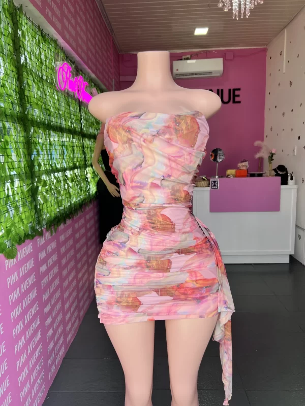 Multi Pattern Pink Dress