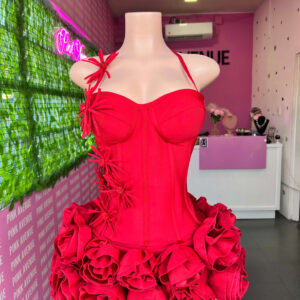 Red Rose Halter Dress